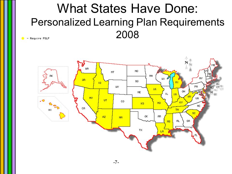 -7- What States Have Done: Personalized Learning Plan Requirements 2008