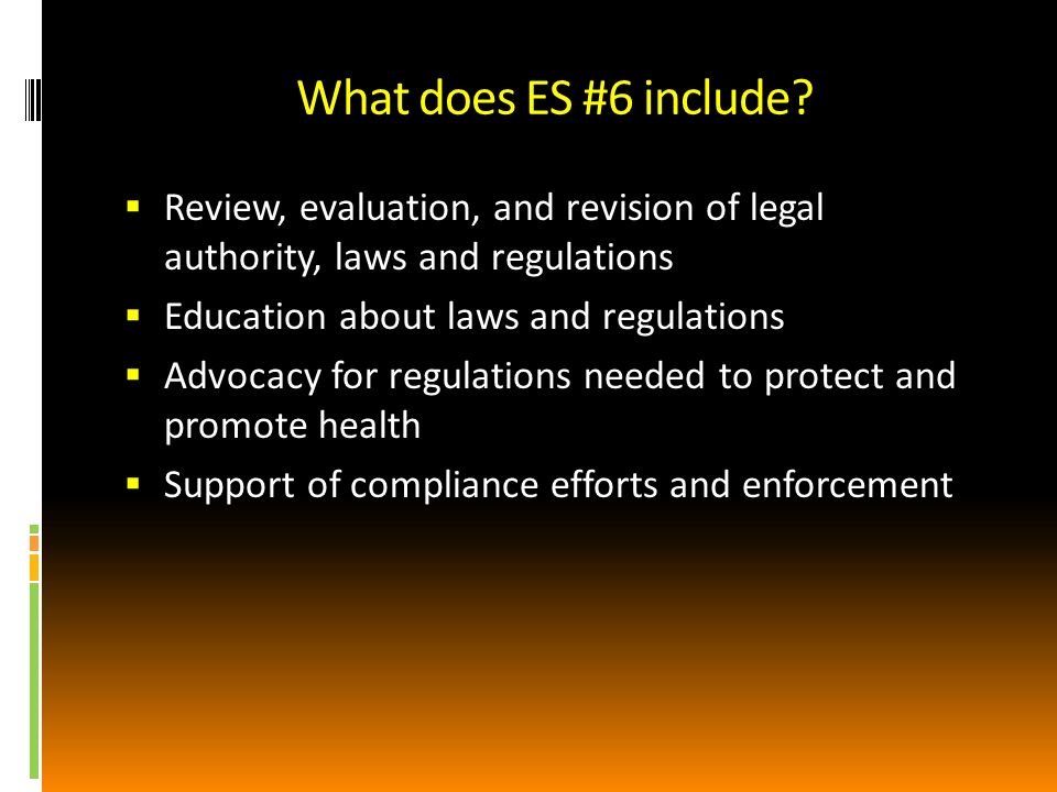 What does ES #6 include.