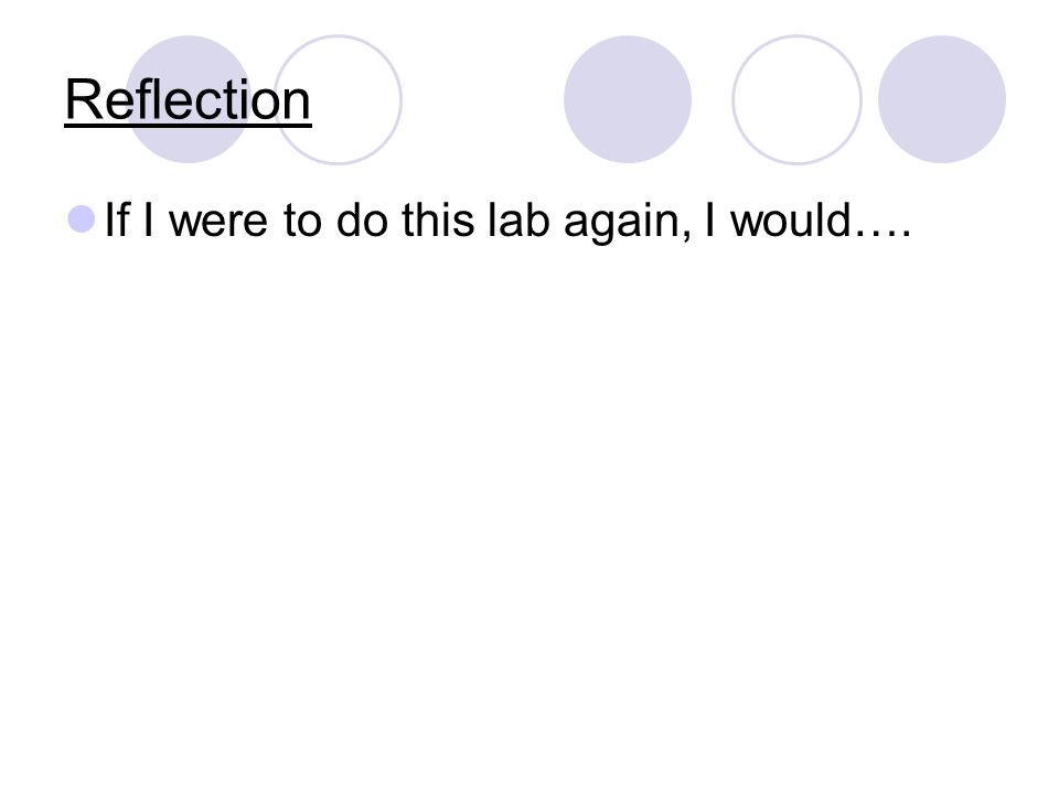 Reflection If I were to do this lab again, I would….