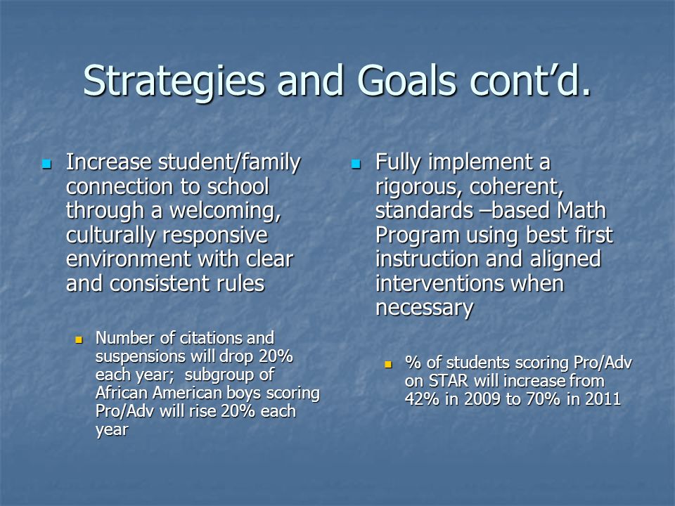 Strategies and Goals contd.