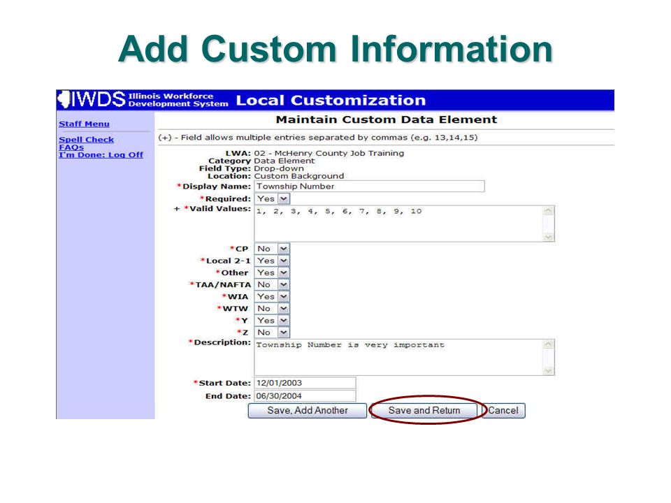 Add Custom Information