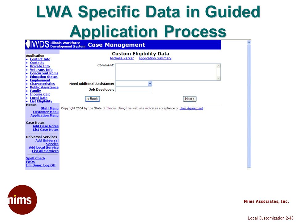 Local Customization 2-48 LWA Specific Data in Guided Application Process
