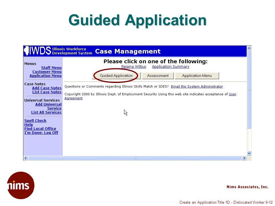 Create an Application Title 1D - Dislocated Worker 9-12 Guided Application