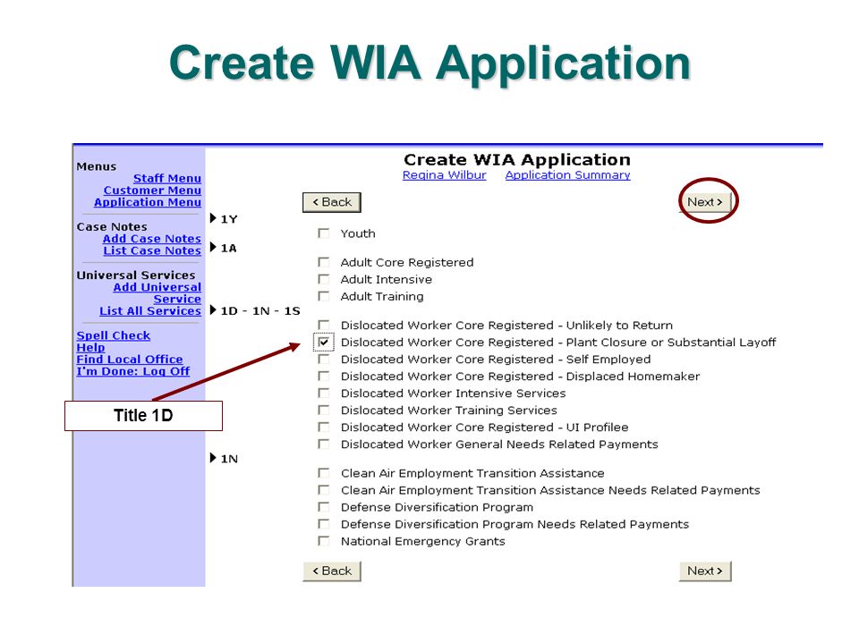 Create WIA Application Title 1D