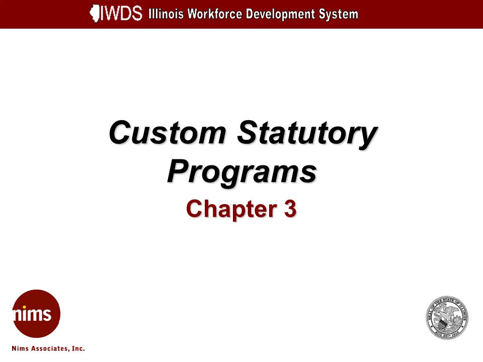 Custom Statutory Programs Chapter 3