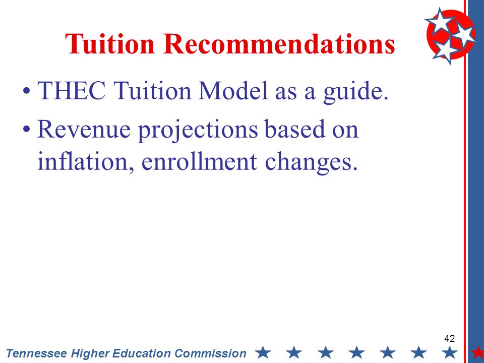 Tennessee Higher Education Commission THEC Tuition Model as a guide.