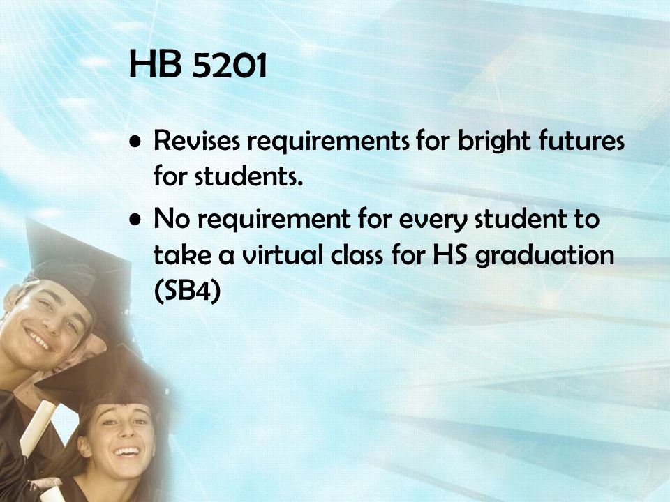HB 5201 Revises requirements for bright futures for students.