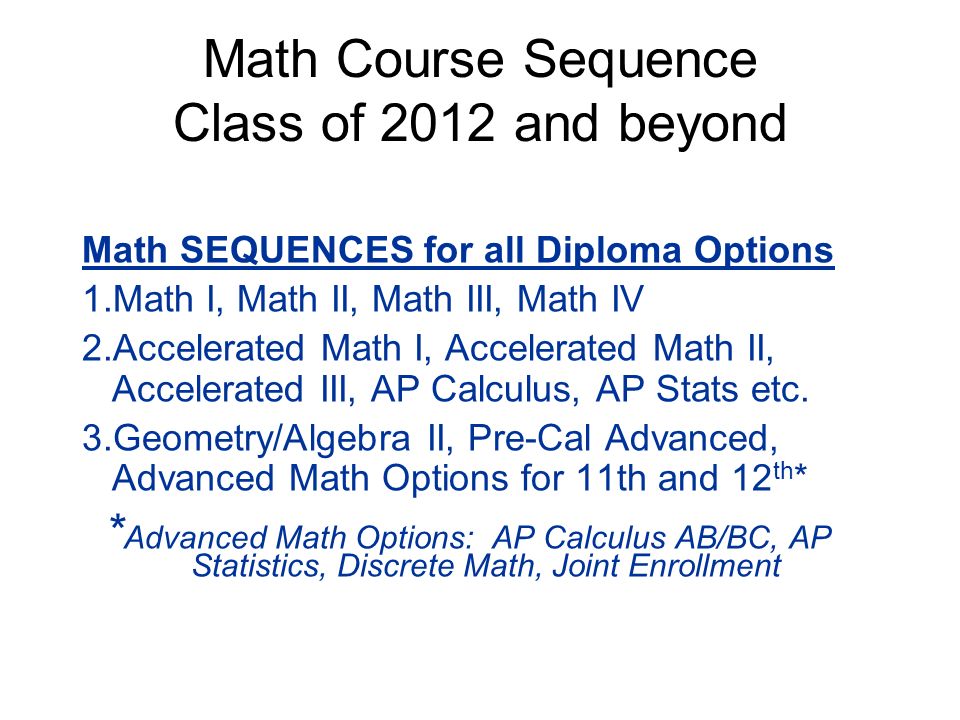 16 Core Academic Requirements for All Diploma Types EnglishMathScience Social Studies 9 th grade – Grammar/ Comp/Lit 9 th grade – Math I 9 th grade – Biology 9 th grade – Citizenship AND World Geography 10 th grade – World Lit 10 th grade – Math II 10 th grade Physical Science or Chemistry 10 th grade – World Hist.