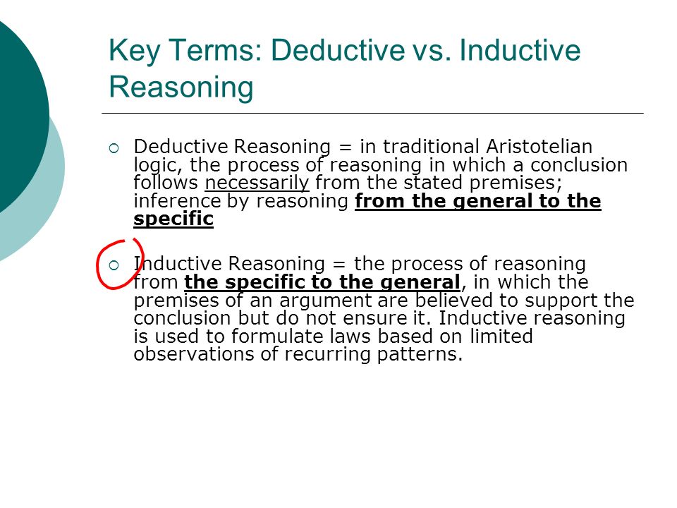 Key Terms: Deductive vs.