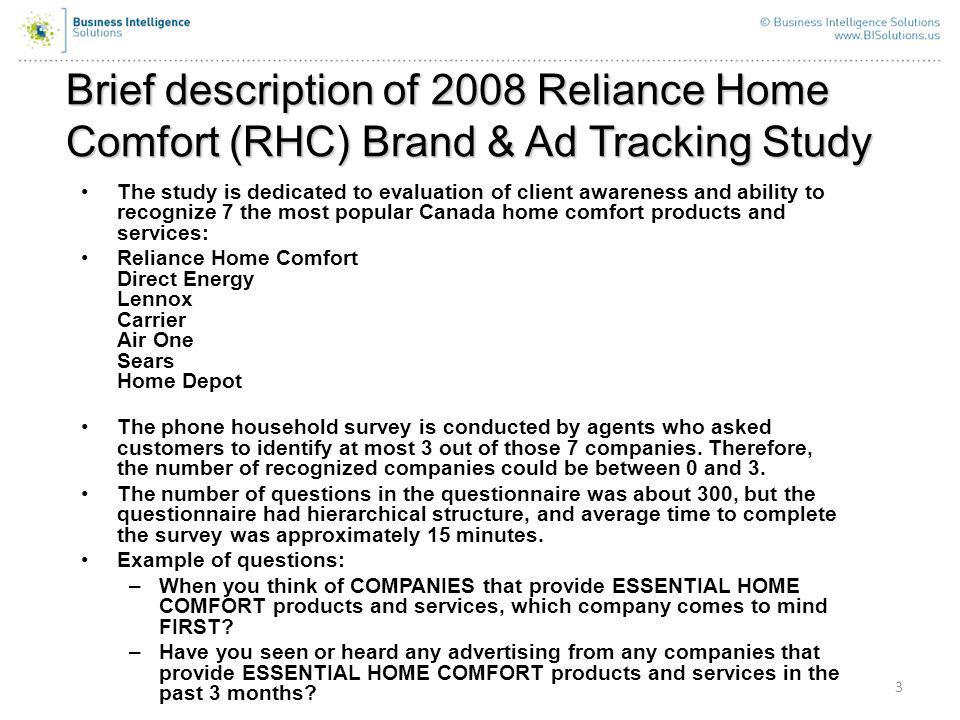Analysis Of Reliance Home Comfort Rhc Survey Data Fragment