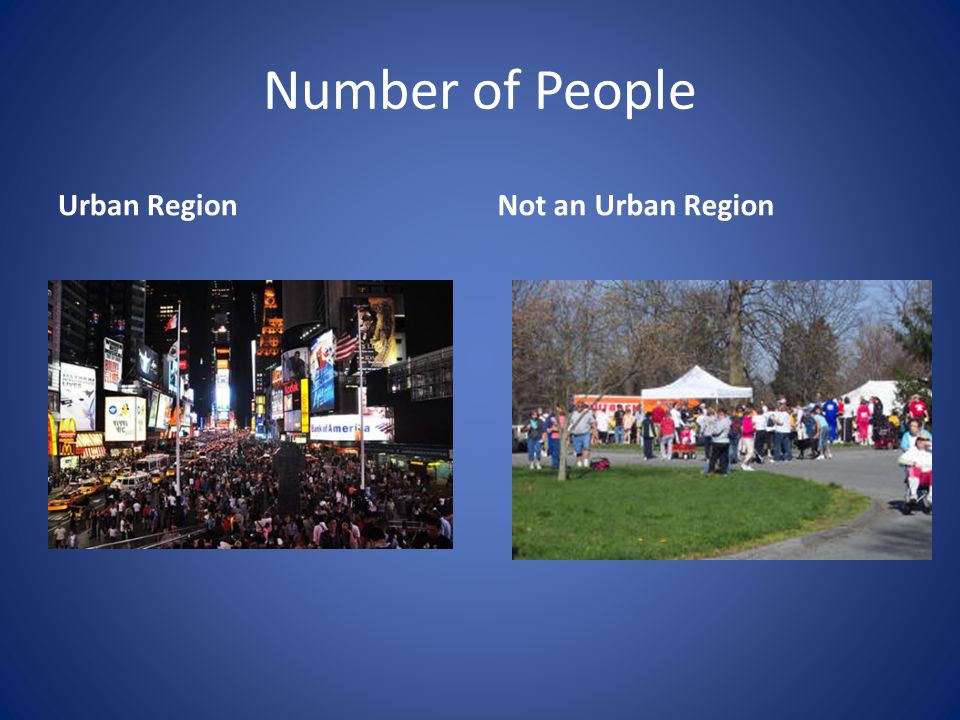 Number of People Urban RegionNot an Urban Region