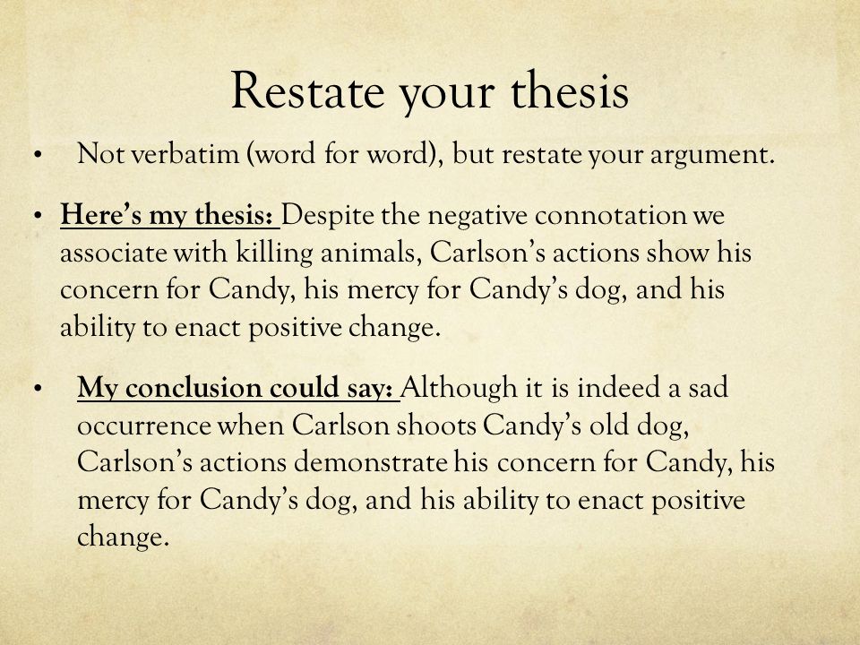 how to restate a thesis
