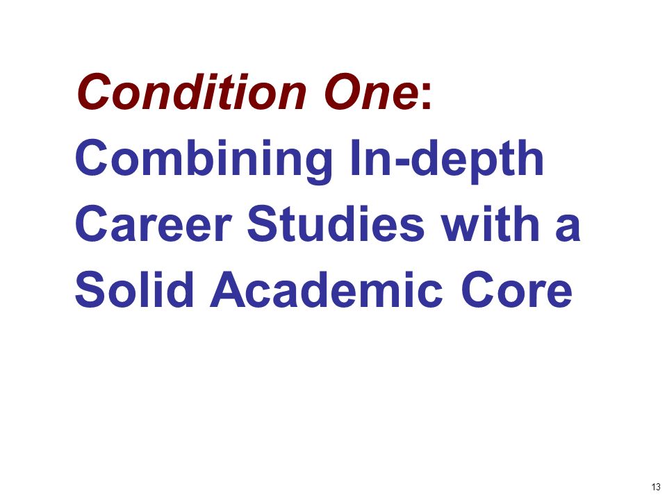 13 Condition One: Combining In-depth Career Studies with a Solid Academic Core