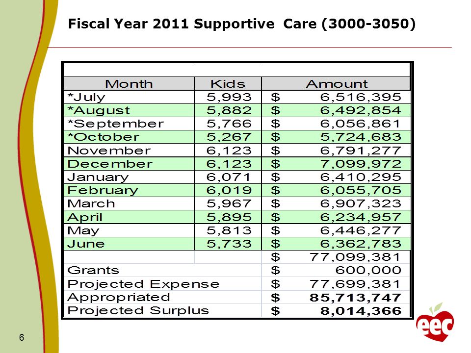6 Fiscal Year 2011 Supportive Care ( )
