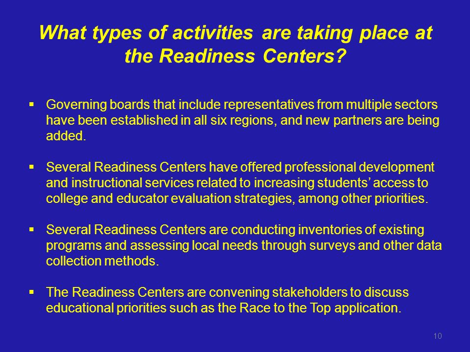 What types of activities are taking place at the Readiness Centers.