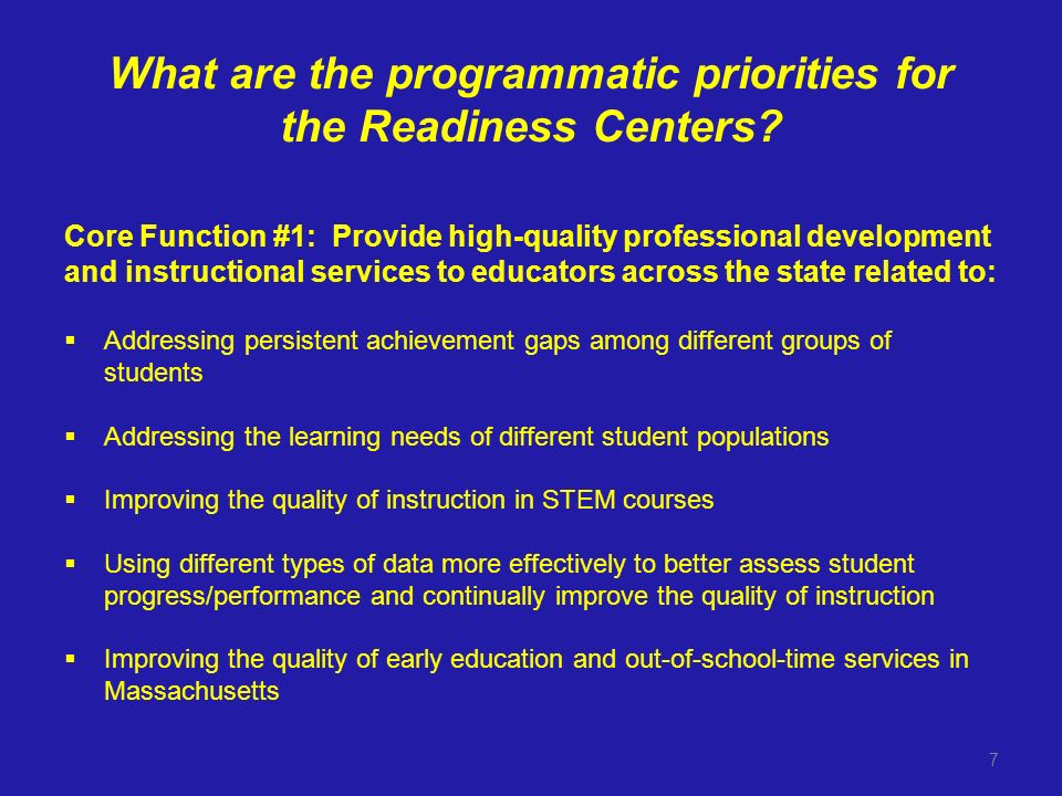 What are the programmatic priorities for the Readiness Centers.