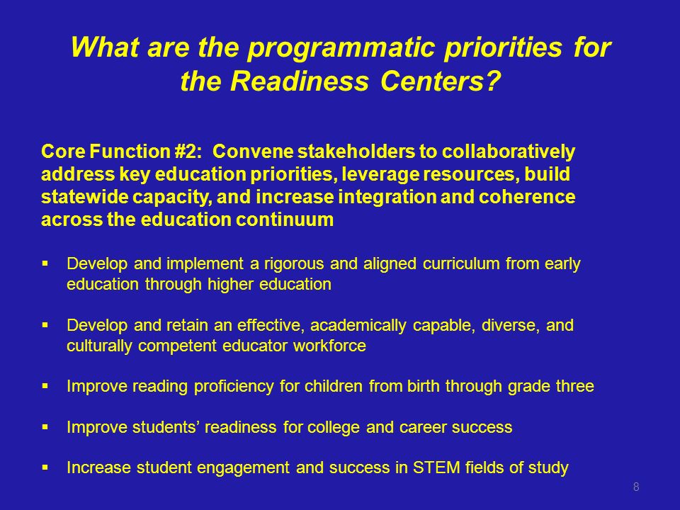 What are the programmatic priorities for the Readiness Centers.