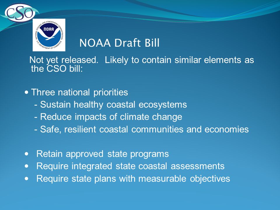 NOAA Draft Bill Not yet released.