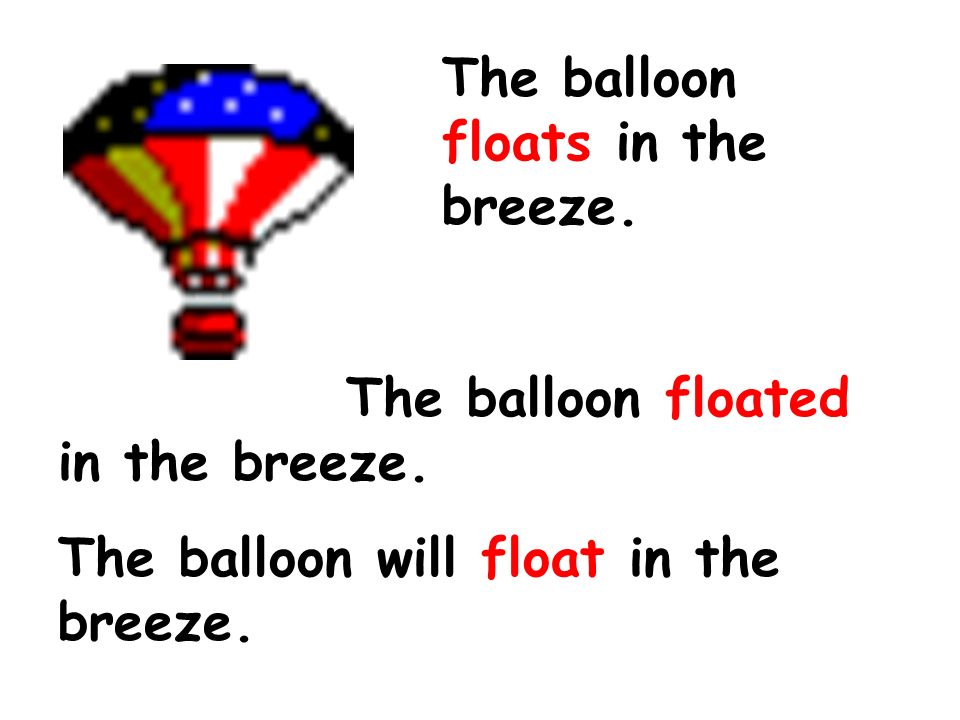 The balloon floats in the breeze. The balloon floated in the breeze.