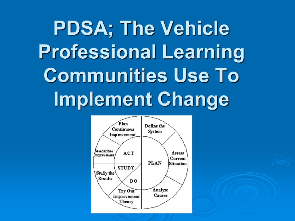 PDSA; The Vehicle Professional Learning Communities Use To Implement Change