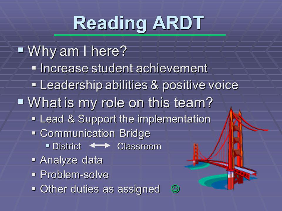 Reading ARDT Why am I here. Why am I here.