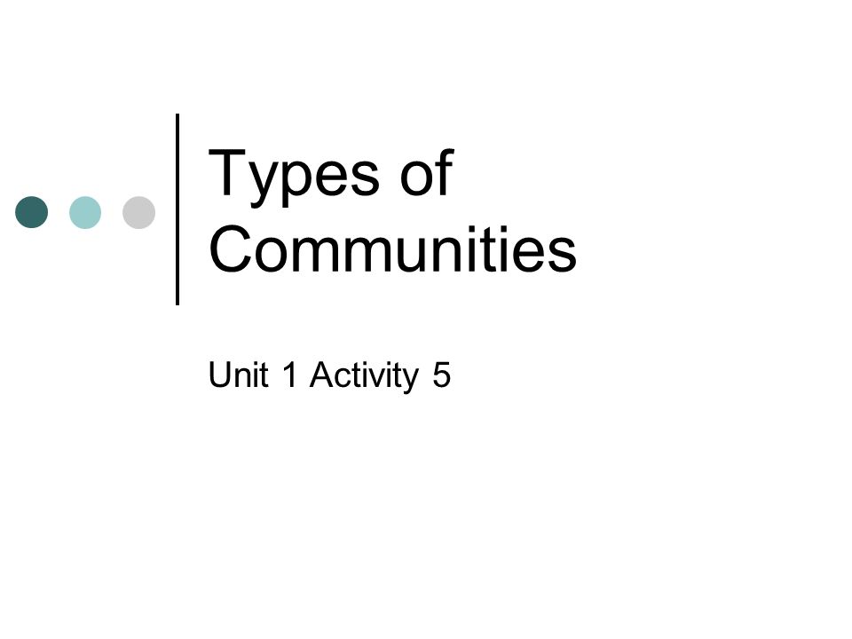 Types of Communities Unit 1 Activity 5