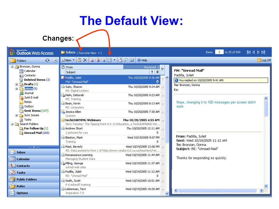 The Default View: Changes: