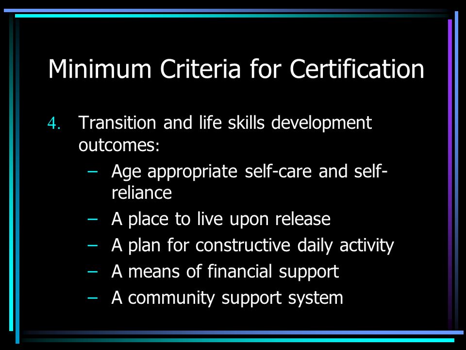 Minimum Criteria for Certification 4.