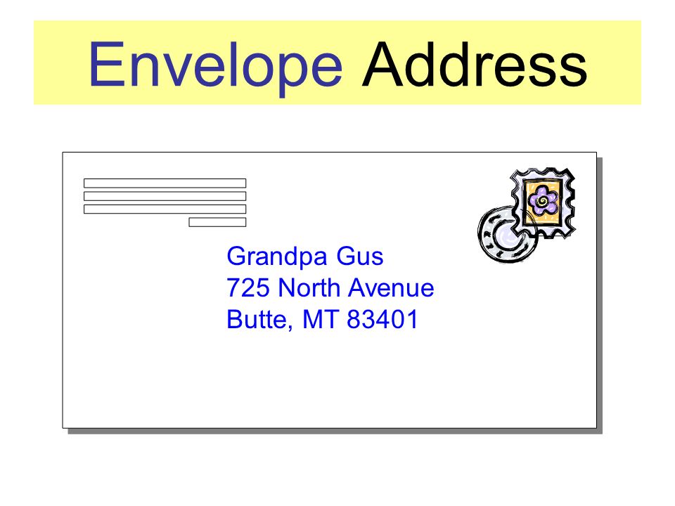 Envelope Address Grandpa Gus 725 North Avenue Butte, MT 83401