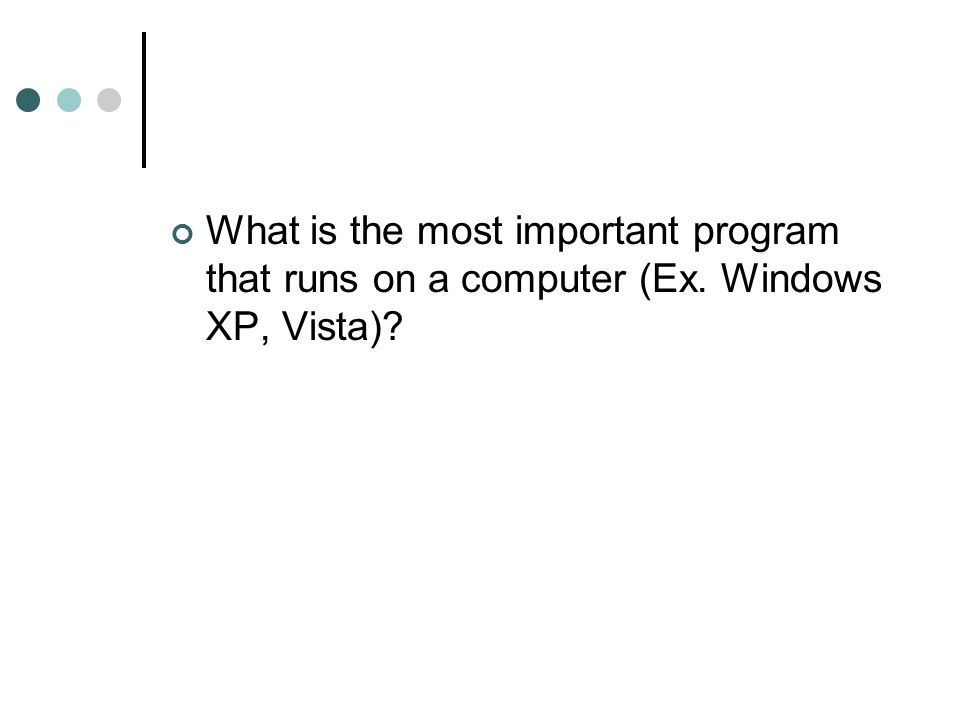 What is the most important program that runs on a computer (Ex. Windows XP, Vista)