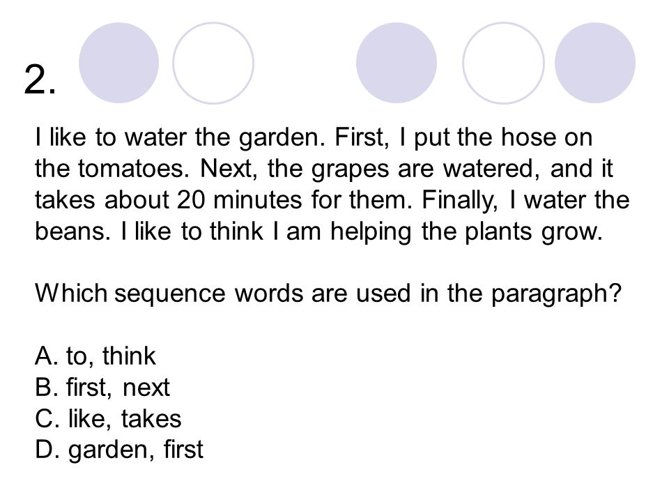 2. I like to water the garden. First, I put the hose on the tomatoes.