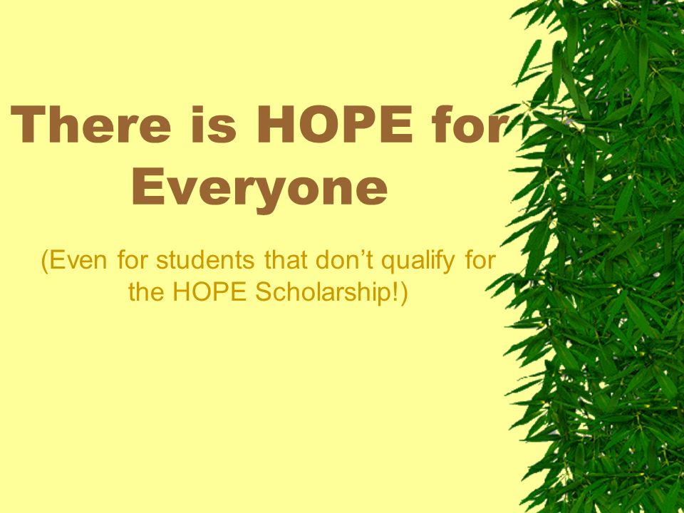 There is HOPE for Everyone (Even for students that dont qualify for the HOPE Scholarship!)
