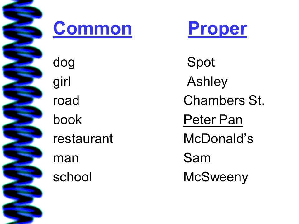 Different Kinds of Nouns There are 2 different kinds of nouns.