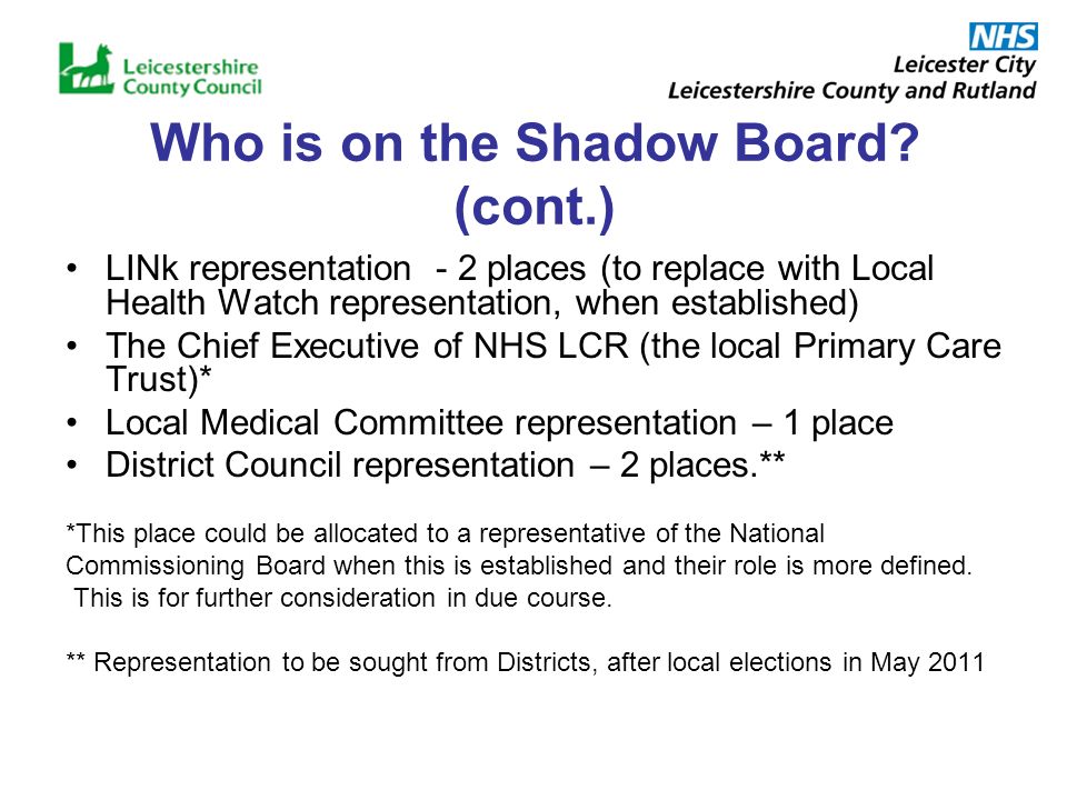 Who is on the Shadow Board.