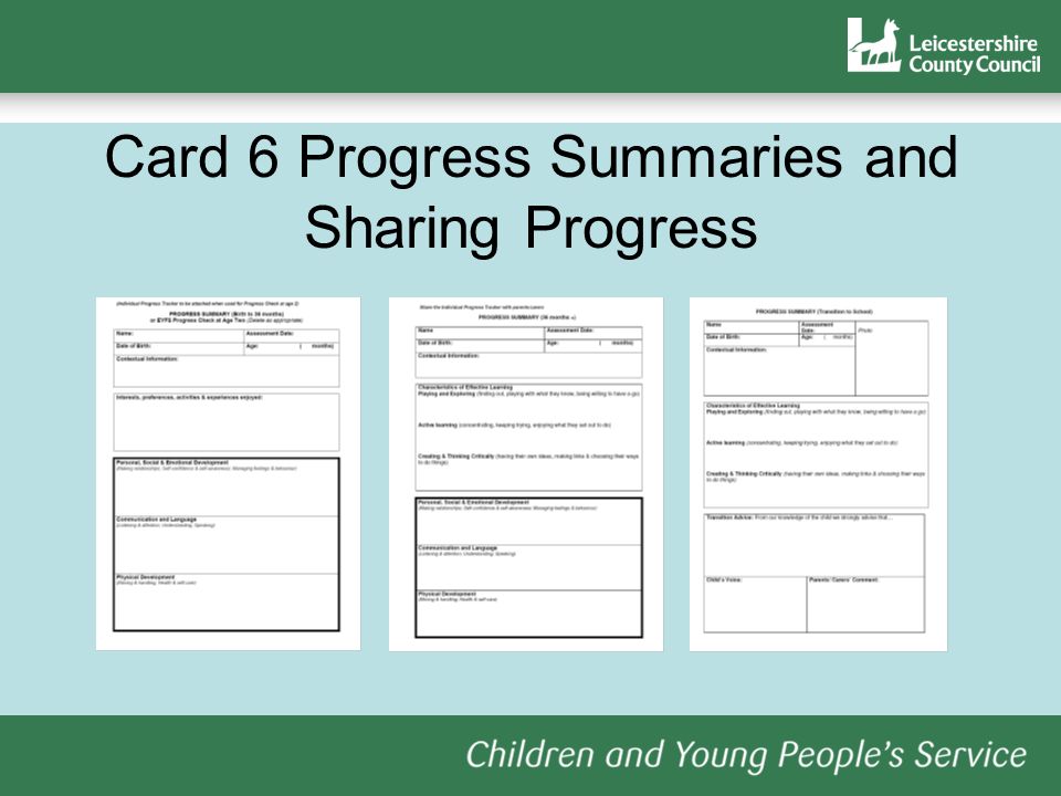 Card 6 Progress Summaries and Sharing Progress