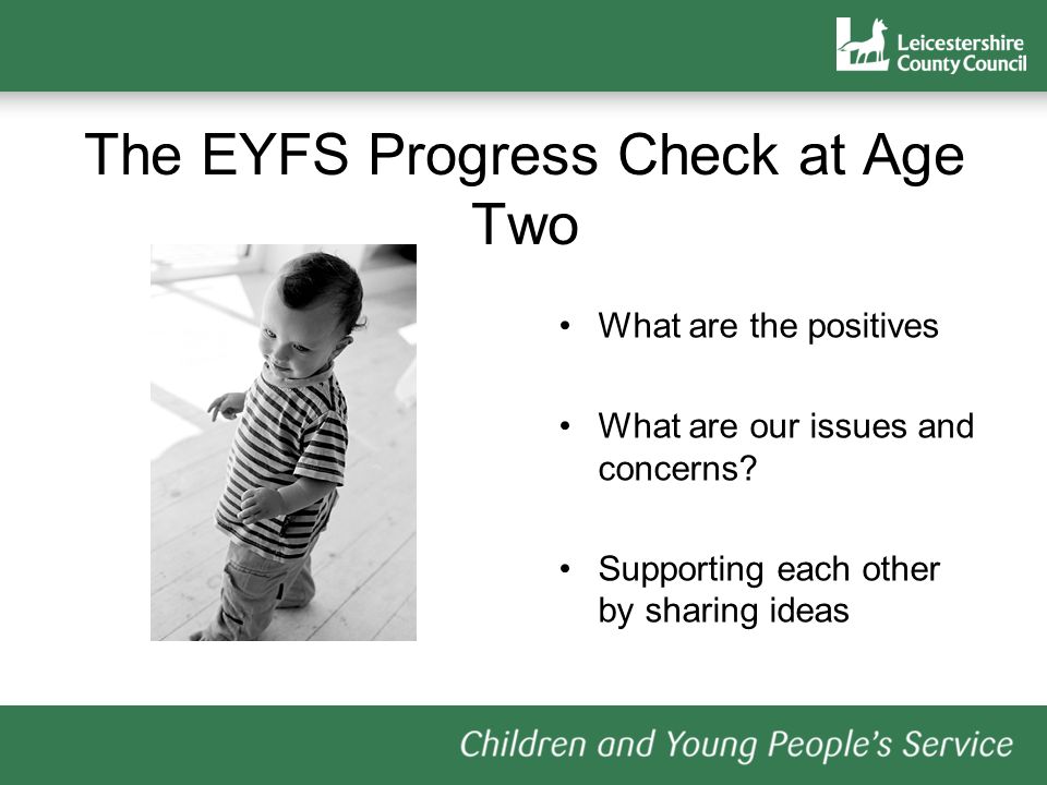 The EYFS Progress Check at Age Two What are the positives What are our issues and concerns.