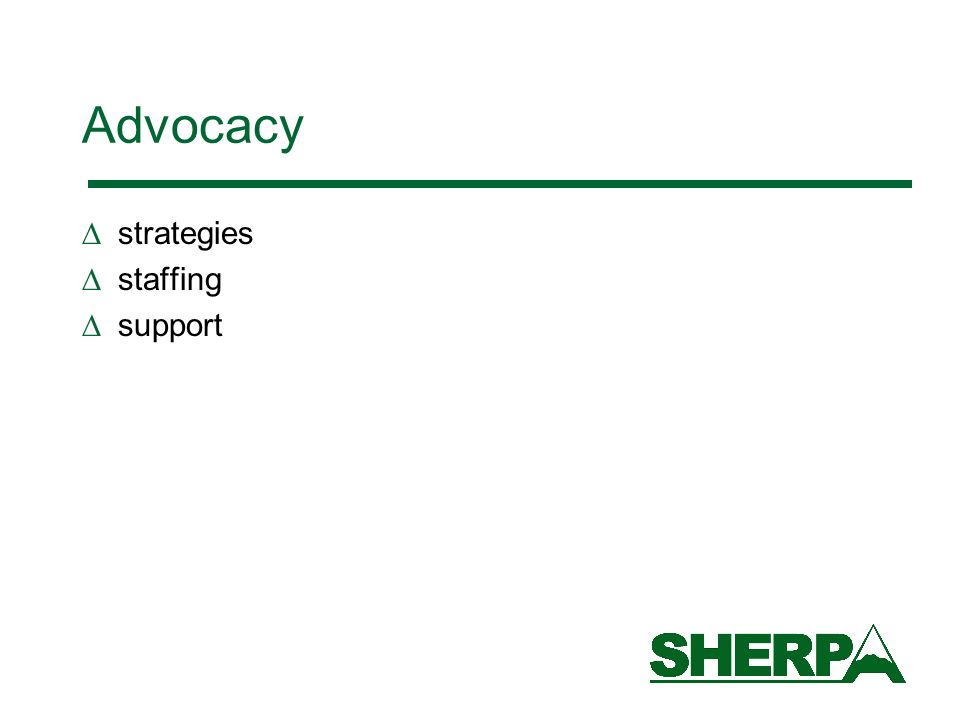 Advocacy strategies staffing support