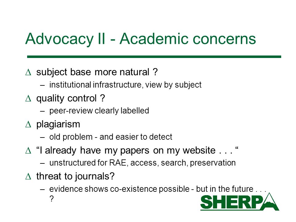 Advocacy II - Academic concerns subject base more natural .