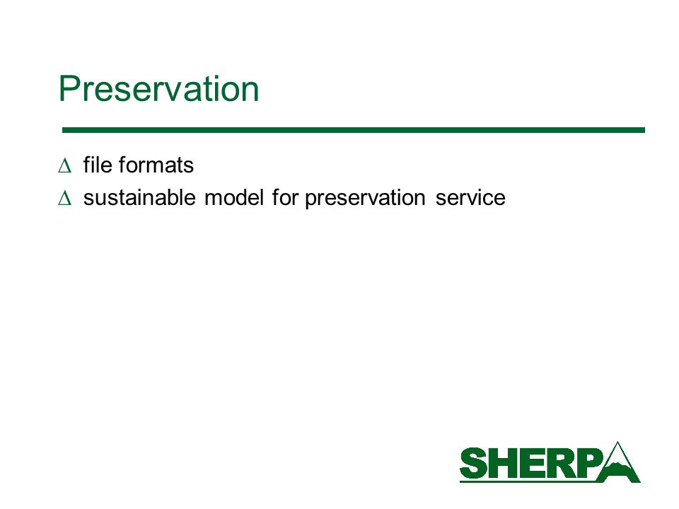 Preservation file formats sustainable model for preservation service