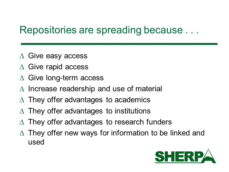 Repositories are spreading because...