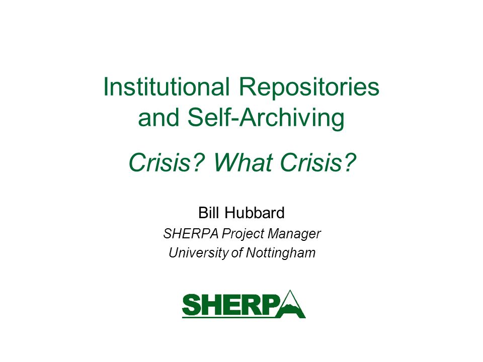 Institutional Repositories and Self-Archiving Crisis.