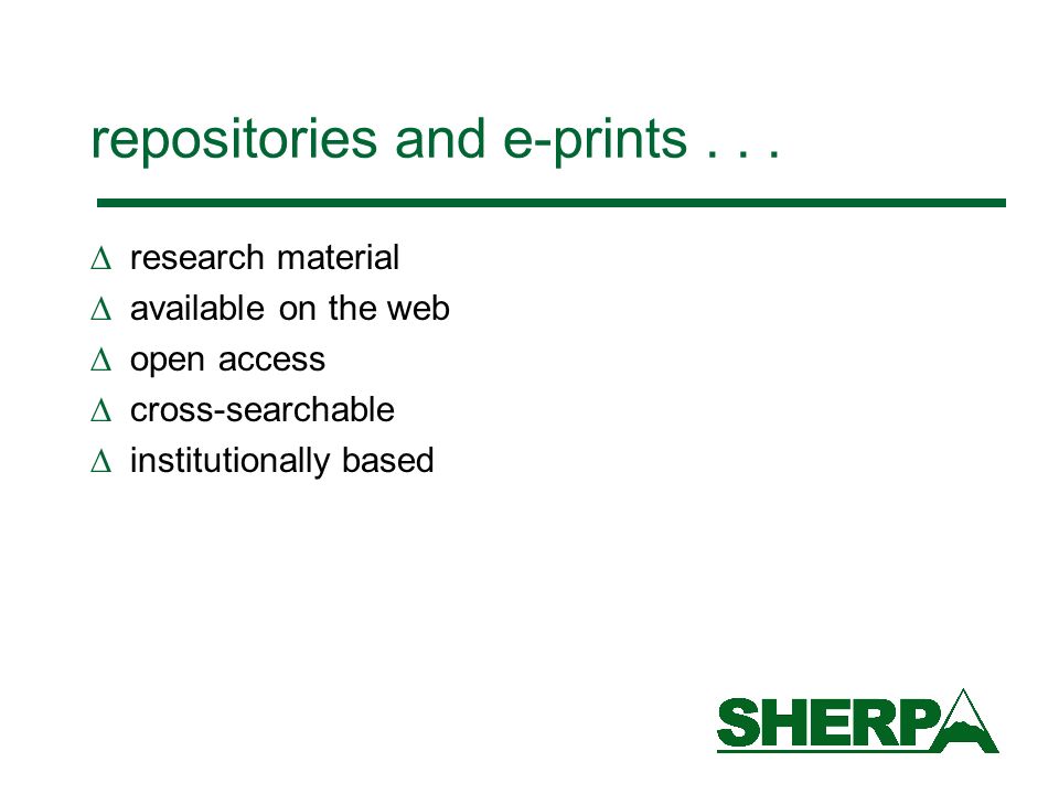 repositories and e-prints...
