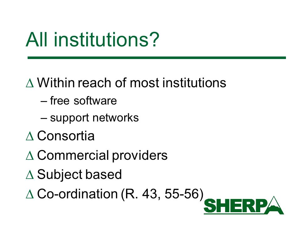 All institutions.