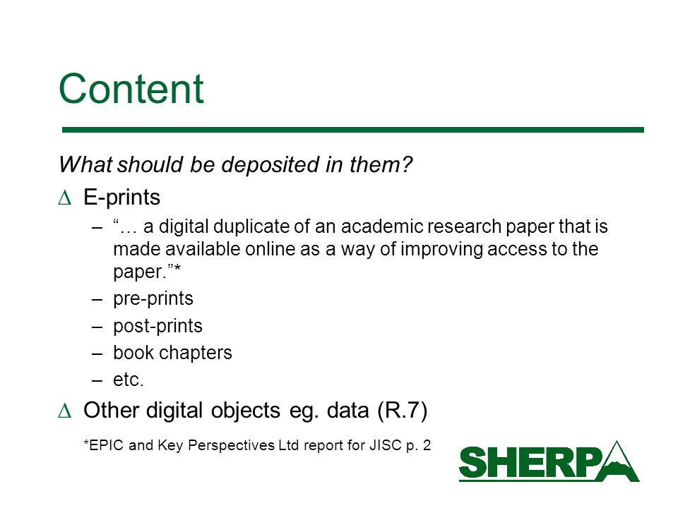 Content What should be deposited in them.