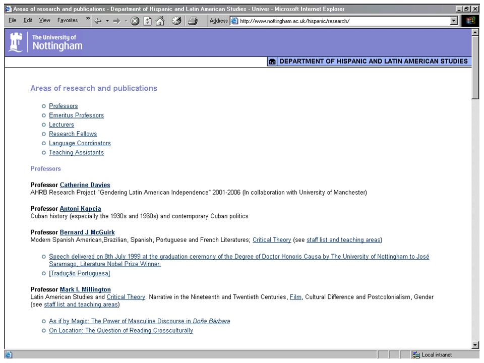 Departmental publications page