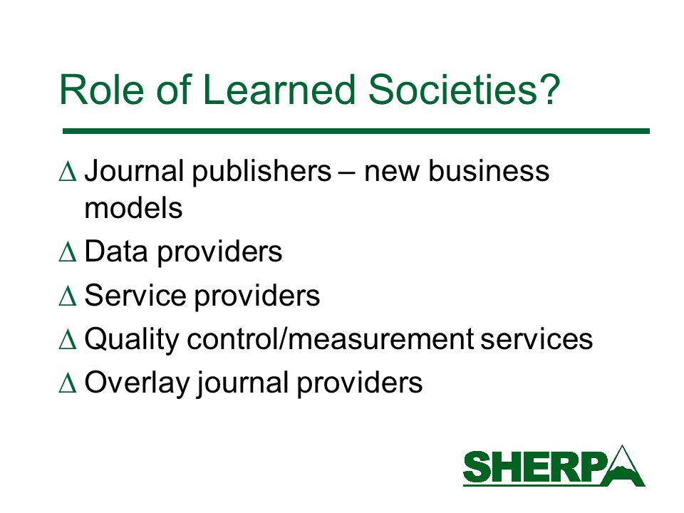 Role of Learned Societies.