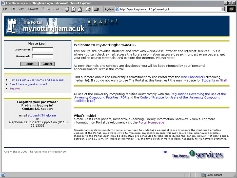 Portal first page