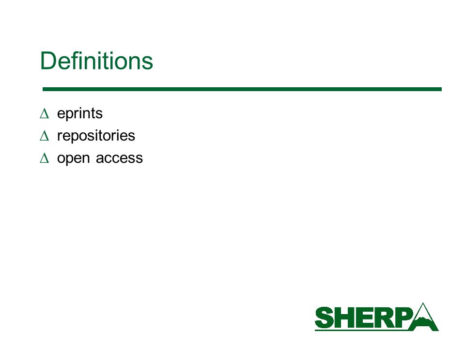 Definitions eprints repositories open access