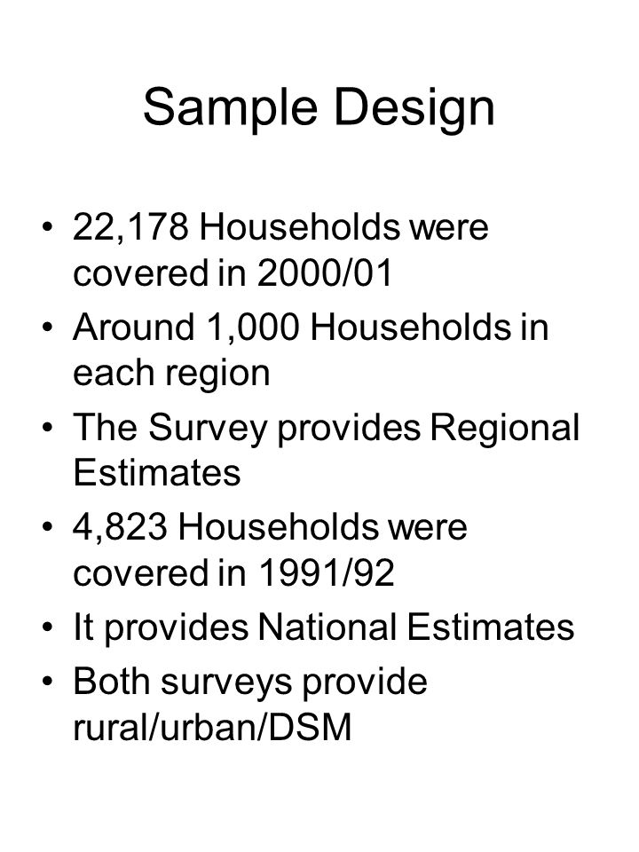 2000/2001 Household Budget Survey (HBS) Conducted by The National Bureau of Statistics