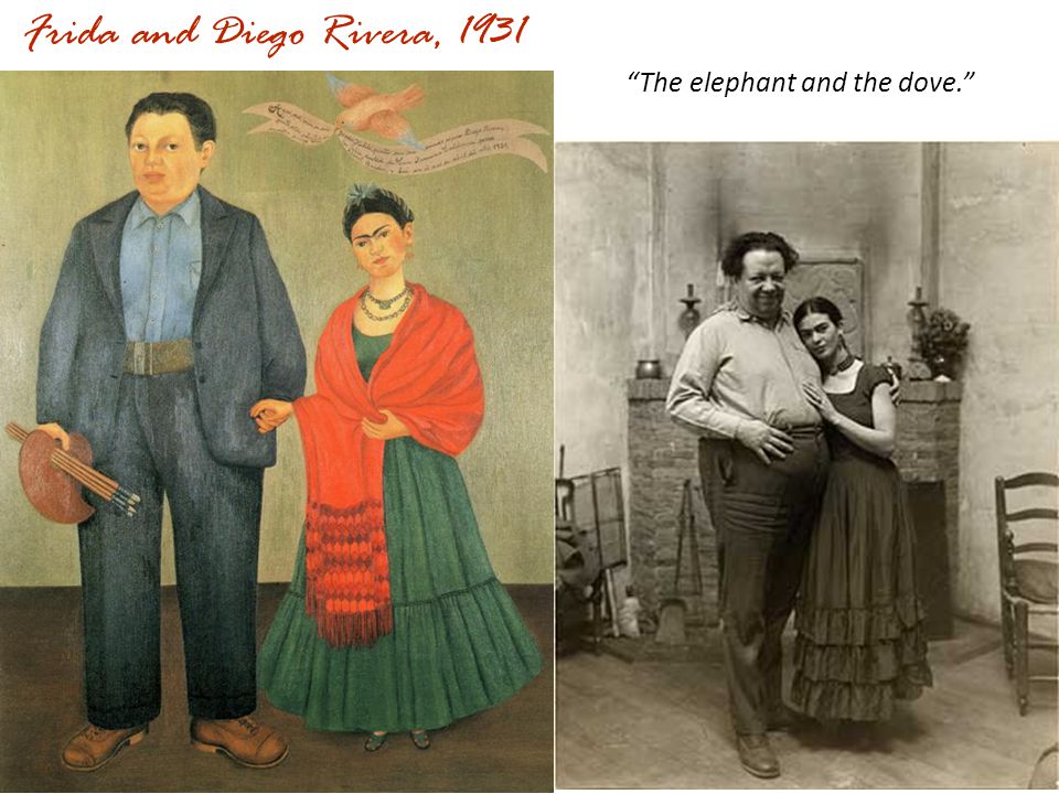 Frida and Diego Rivera, 1931 The elephant and the dove.